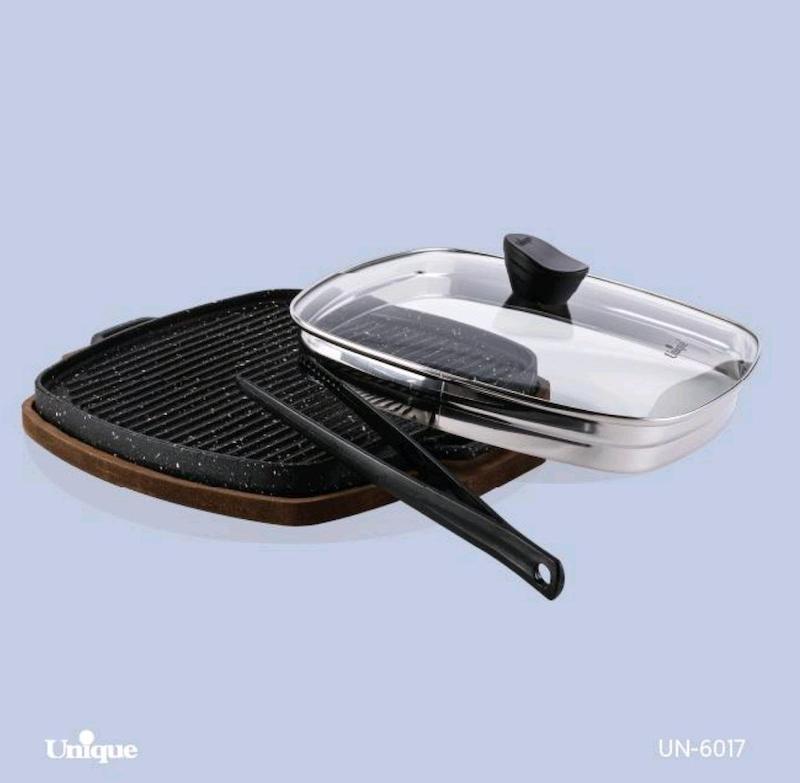تابه گریل یونیک مدل مربع کد 6017 سایز 32 مجموعه 3 عددی