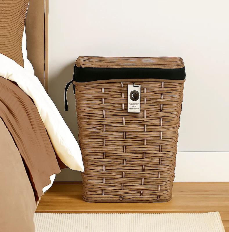 سبد لباس بافت پارچه ای درب دار بزرگ