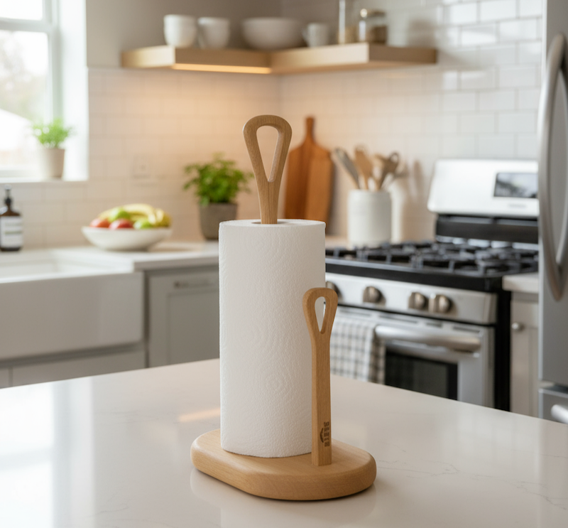 جای دستمال رولی چوبی آشپزخانه 