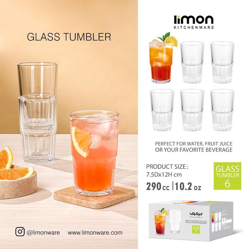 لیوان شیشه ای 290 سی سی لیمون کد 2486