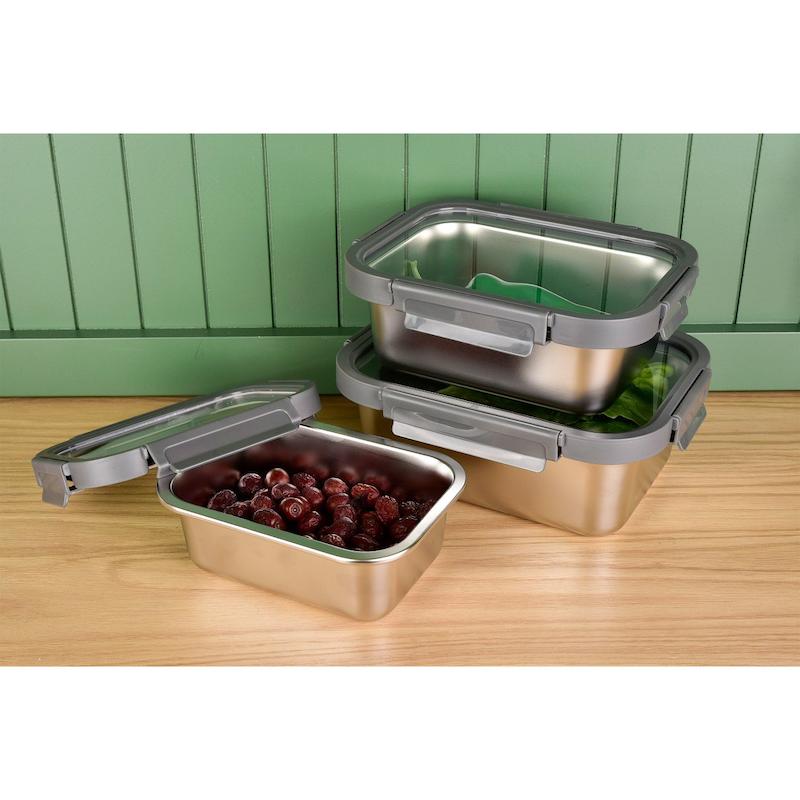 ظرف نگهدارنده غذا استیل 3 تکه یونیک درب شفاف 1409