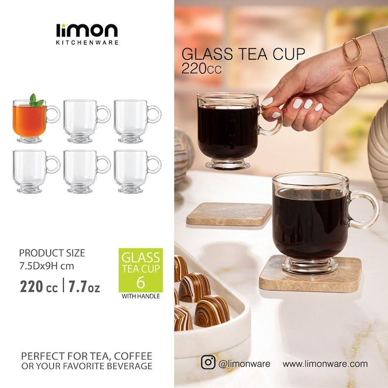 فنجان شیشه ای 220 سی سی مدل 2484 لیمون