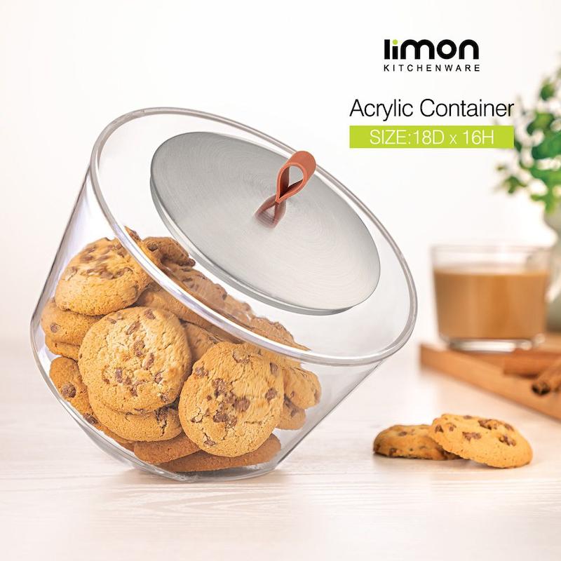 بیسکویت خوری اکرولیک درب استیل لیمون مدل 2386