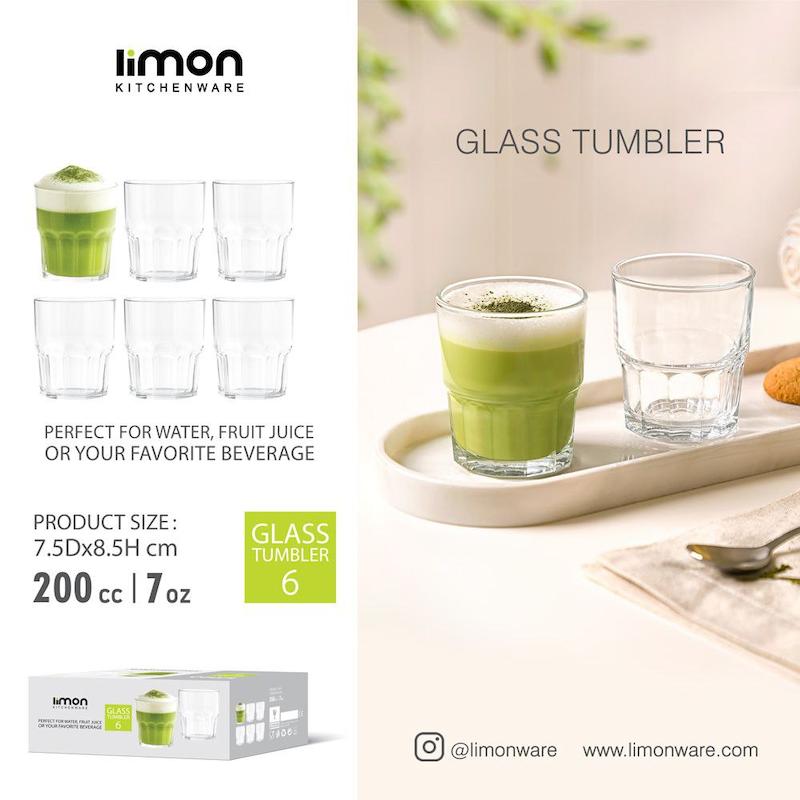 لیوان شیشه ای دسته دار 200 سی سی کد 2483 لیمون