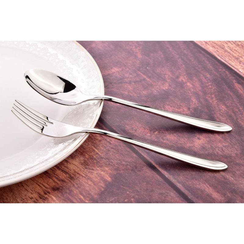ست قاشق و چنگال استیل (اصل) یونیک 12 پارچه مدل دونا پهن خط دار کد UN-5810