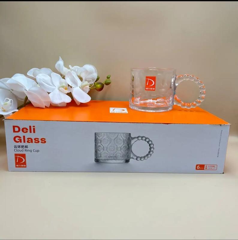 لیوان دسته مرواریدی مدل یخی Deli