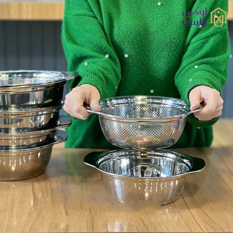  آبکش و لگن استیل یونیک 