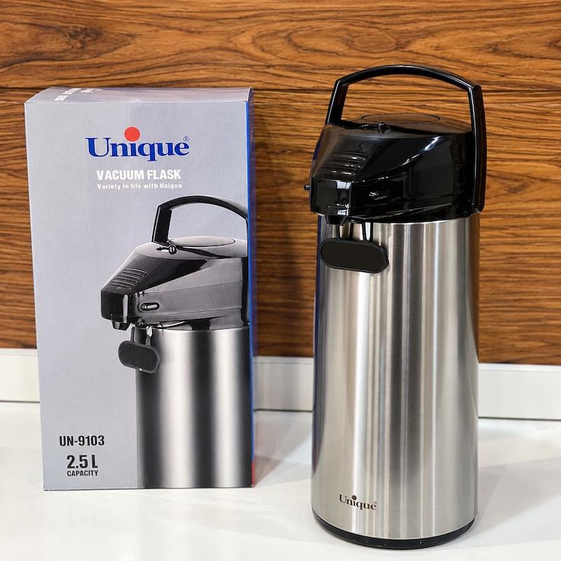 فلاسک چای 2/5 لیتر پمپی یونیک شیشه صورتی ژاپن کد UN-9103