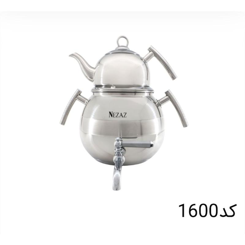 کتری قوری نزاز NEZAZ خمره ای 4.5 لیتری قوری استیل کف چدن کد 1600