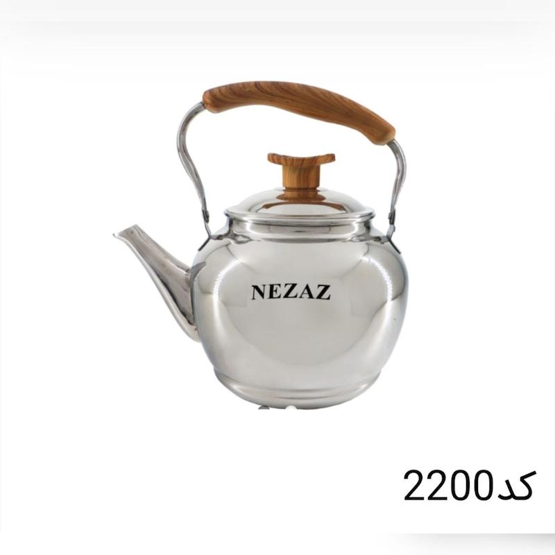 کتری تک نزاز NEZAZ لوله دار 6 لیتری استیل دسته چوب کف ساده کد 2200
