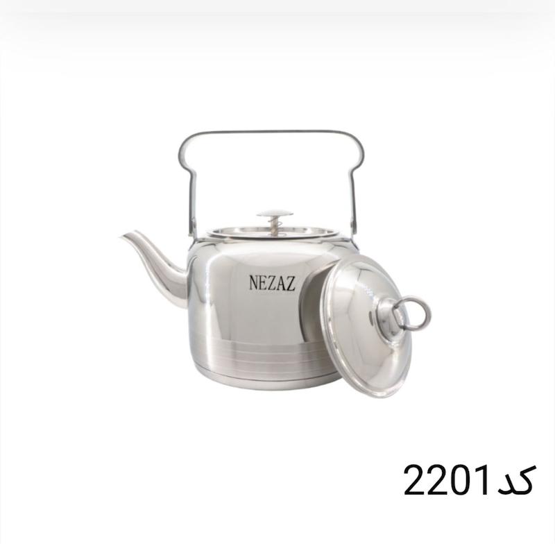 کتری تک نزاز NEZAZ لوله دار استیل دسته بالا کف ساده کد 2201