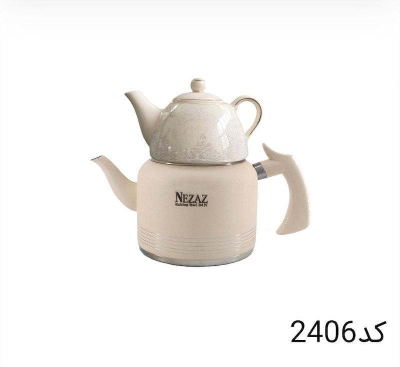 کتری قوری نزاز NEZAZ رنگی 2.5 لیتری کف چدن کد 2406