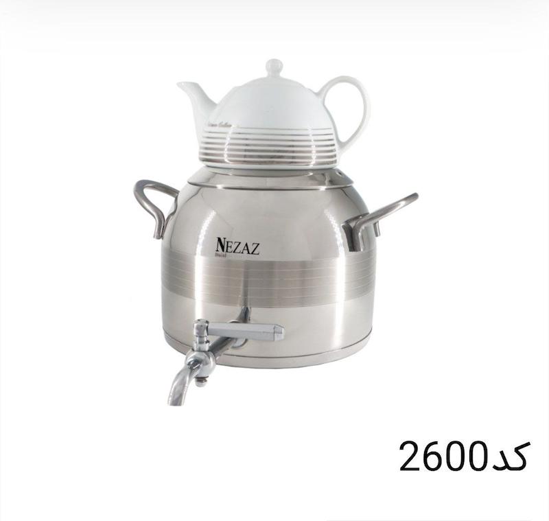 کتری قوری نزاز NEZAZ طرح ترک 5 لیتری خطی کف چدن کد 2600