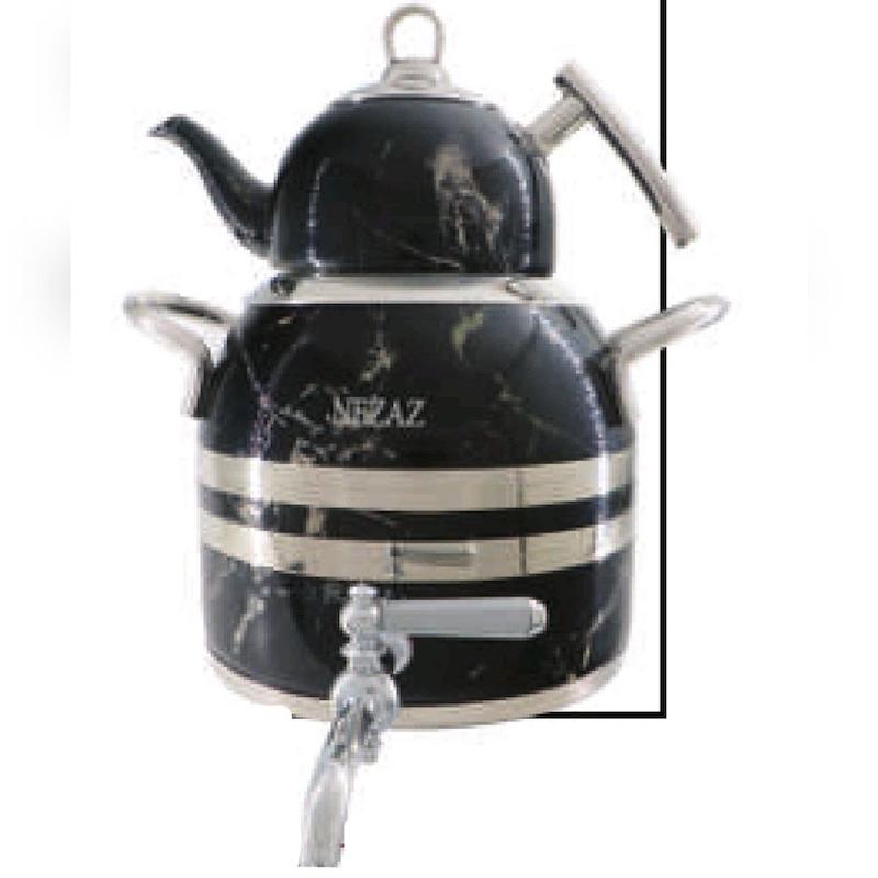 کتری قوری نزاز NEZAZ طرح ترک 5 لیتری سنگی قوری استیل کف چدن کد 2609
