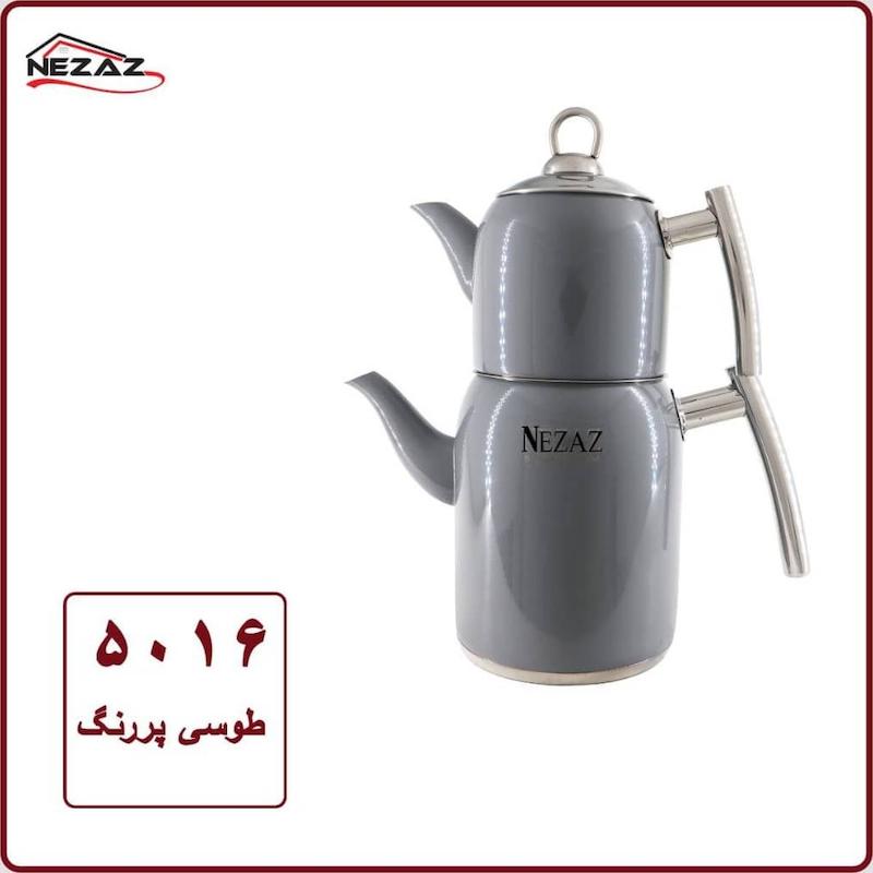 کتری قوری نزاز NEZAZ تمام استیل 2 لیتری رنگ پاستیلی کف چدن کد 5016