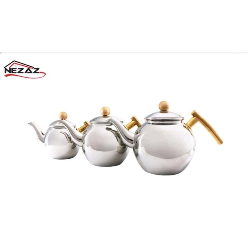 قوری نزاز NEZAZ خمره ای استیل 1.5 لیتر دسته طلا کد 1160