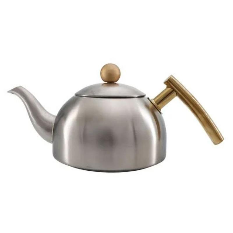 قوری نزاز NEZAZ استیل مات 1 لیتر دسته طلا کد 1300