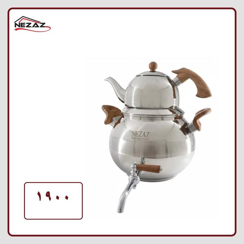 کتری قوری نزاز NEZAZ خمره ای 4.5 لیتری استیل کف ساده کد 1900