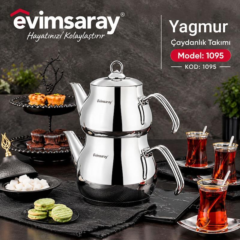 ست کتری قوری مدل یاگمور Evimsaray Yağmur، ساده (اصل)