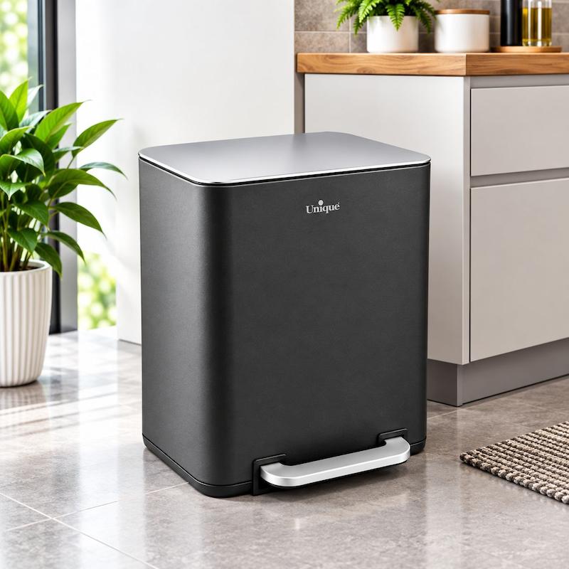 سطل زباله چهارگوش یونیک  20 لیتر نوک مدادی با آرام بند کد UN-4305