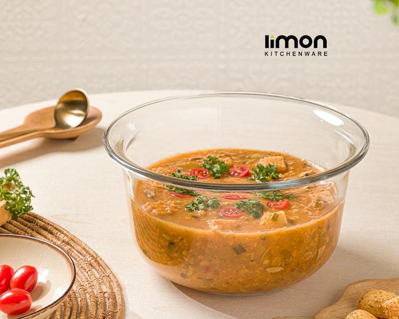 کاسه گرد شیشه ای 4 لیتر کد 229400 لیمون