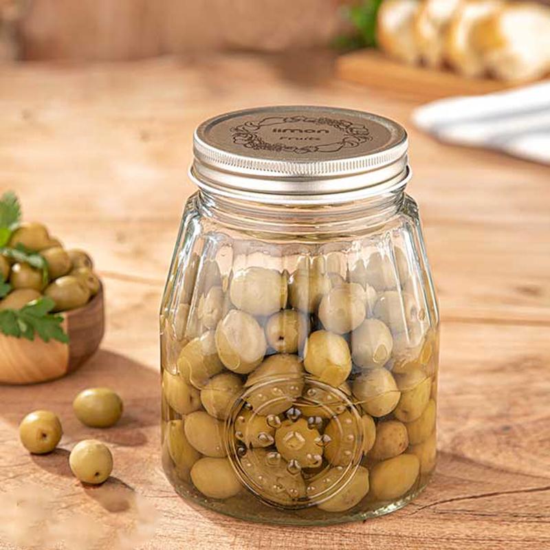 بانکه شیشه ای 1/1 لیتر درب فلزی کد 203600 لیمون