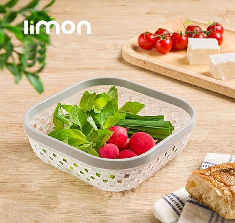 سبد نان و سبزی کوچک طرح بافت (الوان) کد 214635 لیمون