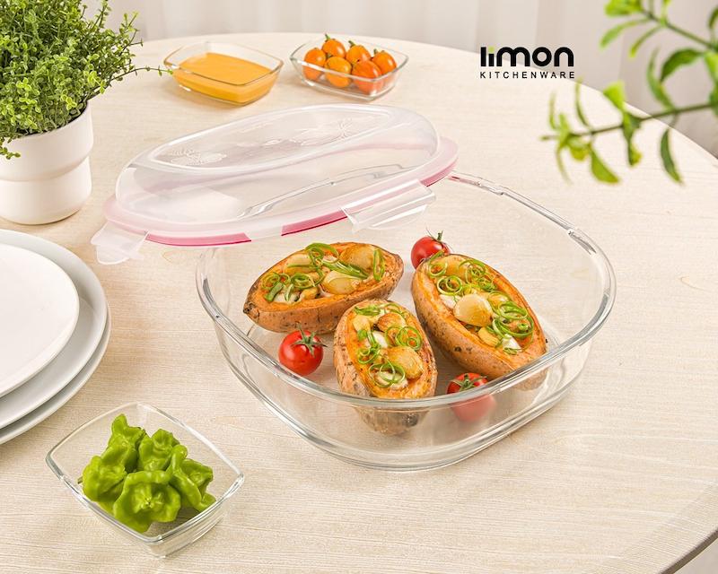 ‎ظرف شیشه ای سرو و نگهداری (الوان)‎ کد 229535 لیمون