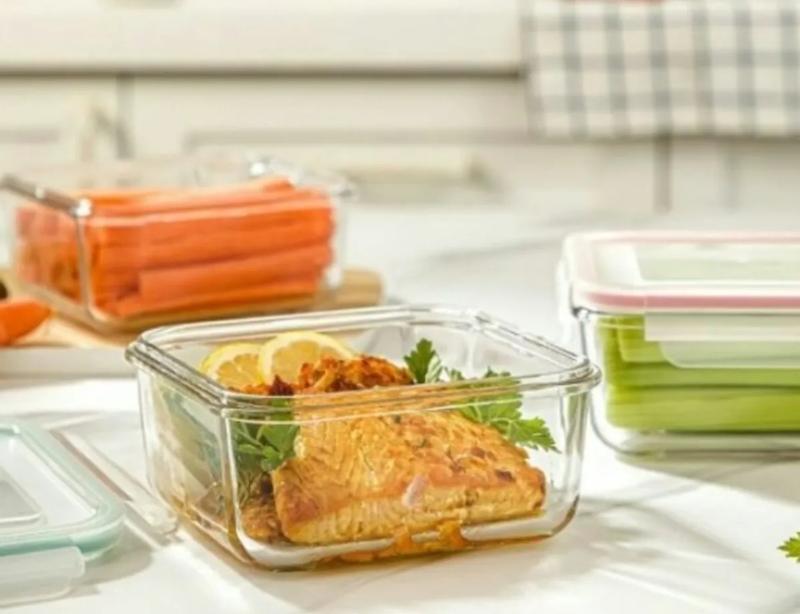 ظرف شیشه ای مربع دربدار 950 میلی لیتری   (الوان) کد 203435 لیمون