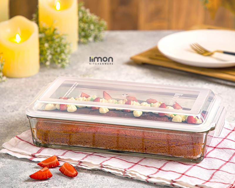 ظرف شیشه ای مستطیل دربدار 1/4 لیتر   (الوان) کد 205035 لیمون