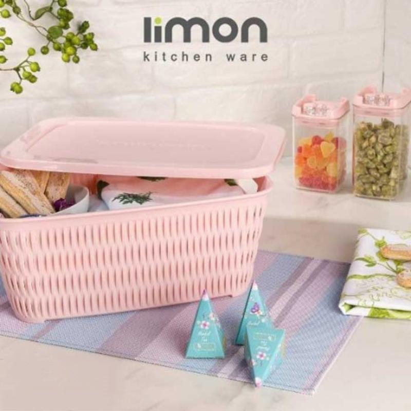 سبد بامبو مستطیل دربدار 2   کد 169035 لیمون