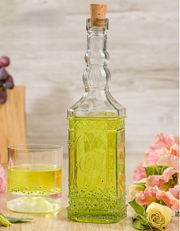 بطری 4گوش درب چوب پنبه ای بلند کد 189000 لیمون