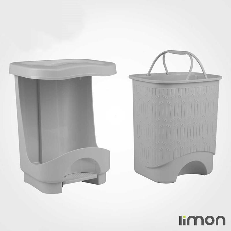 سطل پدالی چهارگوش بزرگ بامبو   (الوان) کد 158035 لیمون