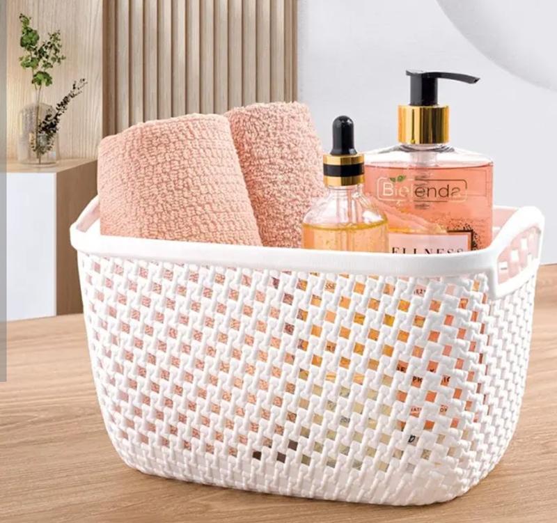 سبد مستطیل کوچک طرح بافت ( الوان) کد 214035 لیمون