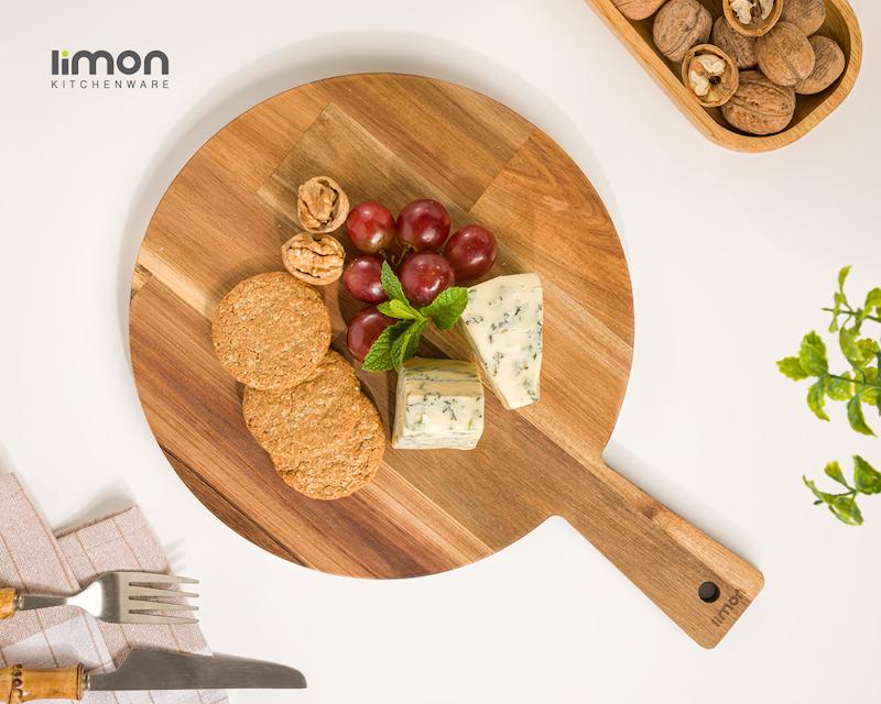 تخته سرو دسته دار گرد کوچک چوبی  کد 223059 لیمون