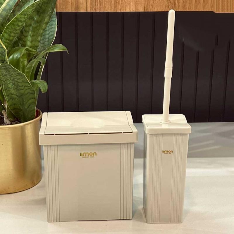 سطل مستطیلی بادبزنی کوچک 5 لیتری و فرچه (سفید) کد 173208 لیمون