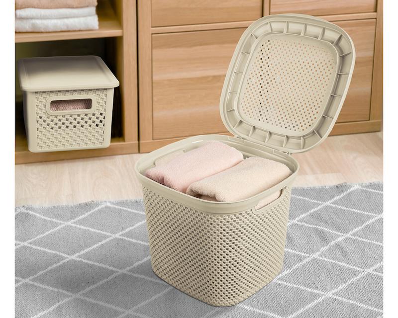 سبد رخت دربدار کوچک طرح بافت ( الوان) کد 213535 لیمون