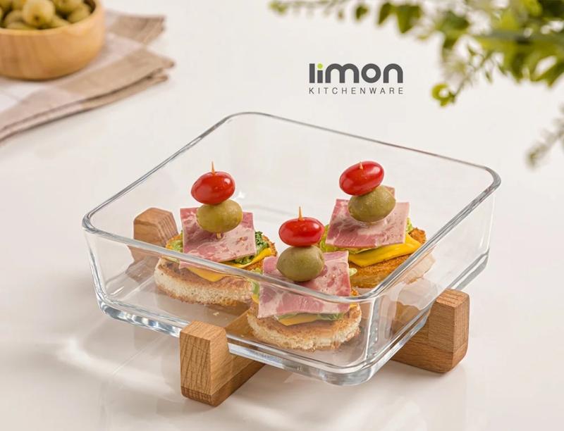 ظرف سرو پايه چوبي کد 216359 لیمون