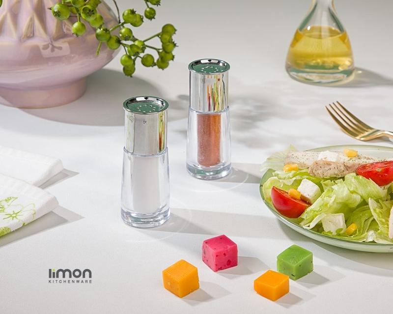 نمکپاش استوانه ای (درب طلایی - درب کروم) کد 151665 لیمون