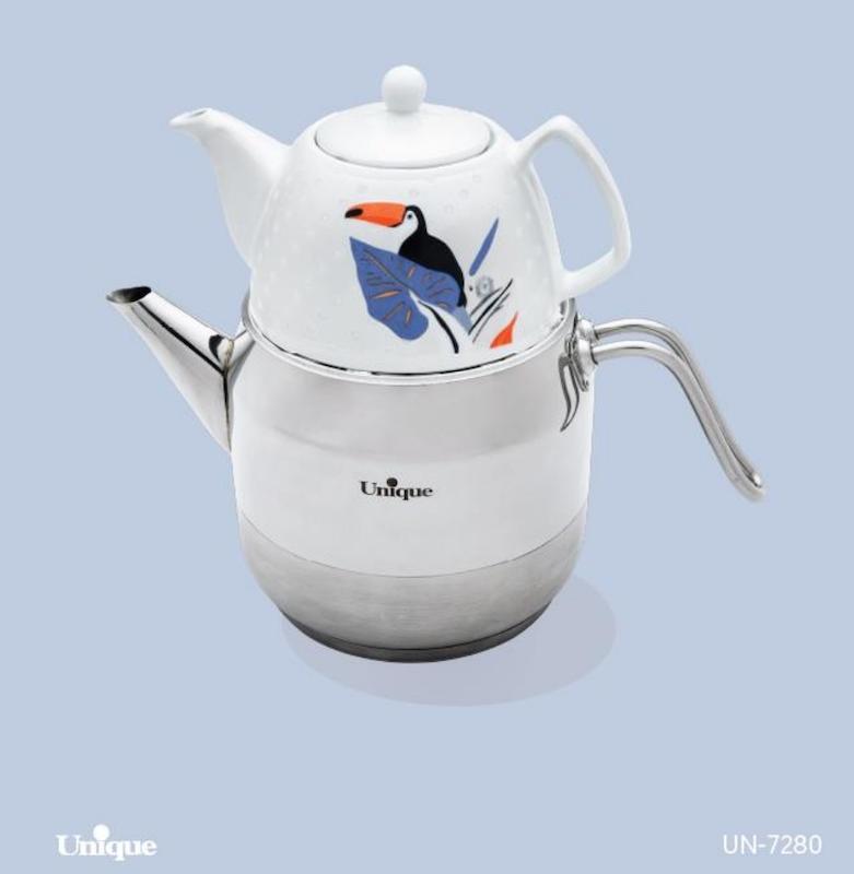 کتری استیل ۲ لیتر لوله دار تک دسته  کد UN- 7280