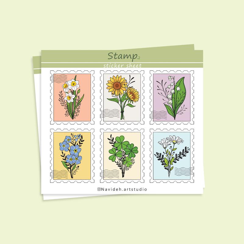 استیکر طرح تمبر 2