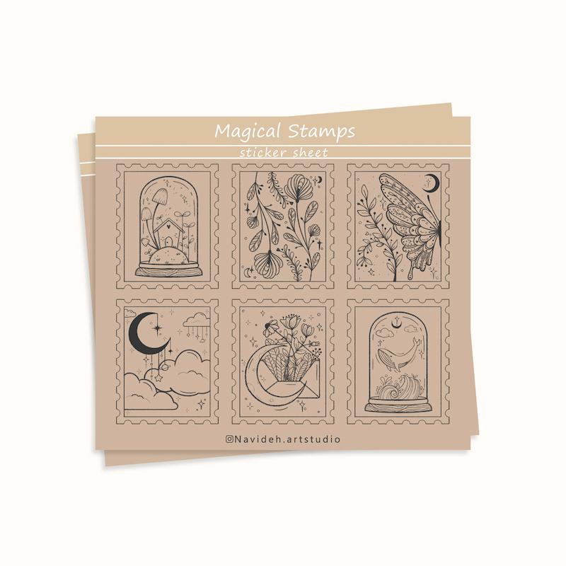 استیکر طرح تمبر Magical