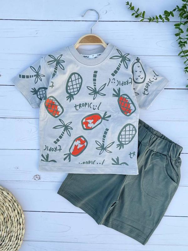 تی شرت شلوارک طرح آناناس کد21