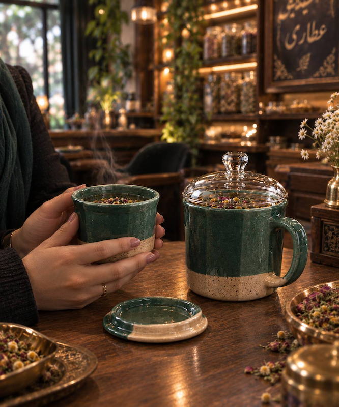 ماگ دمنوش پوشش شیشه ای