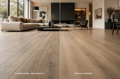 تفاوت پارکت لمینت شیاردار (V-Groove) با پارکت معمولی؛ کدام بهتر است؟
