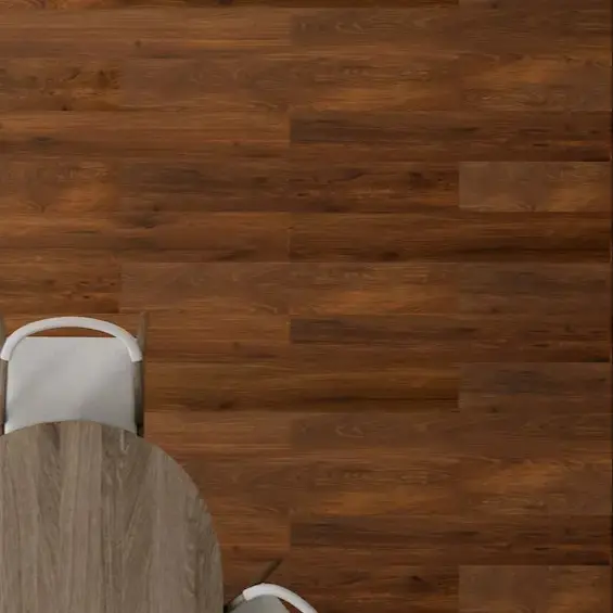 پارکت لمینت یشیل کد 310 رنگ قهوه ای گرم طرح چوب طبیعی گردو در کنار مبلمان روشن
