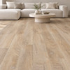 پارکت لمینت ایزوفام ولنته امباس شیاردار کد V-7343 طرح چوب بلوط عسلی کهربایی Amber Grain در نمای دکوراسیون داخلی