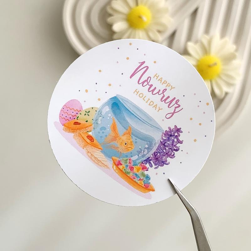 لیبل پشت چسبدار سال نو مبارک کد 721 ( بسته های 20 و 35 عددی )