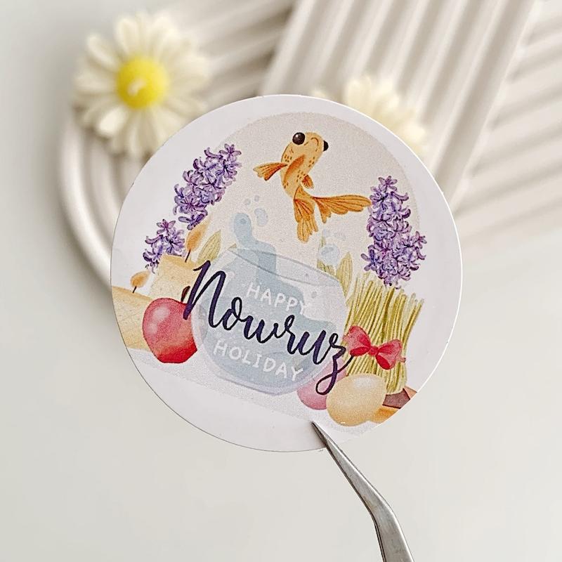 لیبل پشت چسبدار سال نو مبارک کد 747 ( بسته های 20 و 35 عددی )