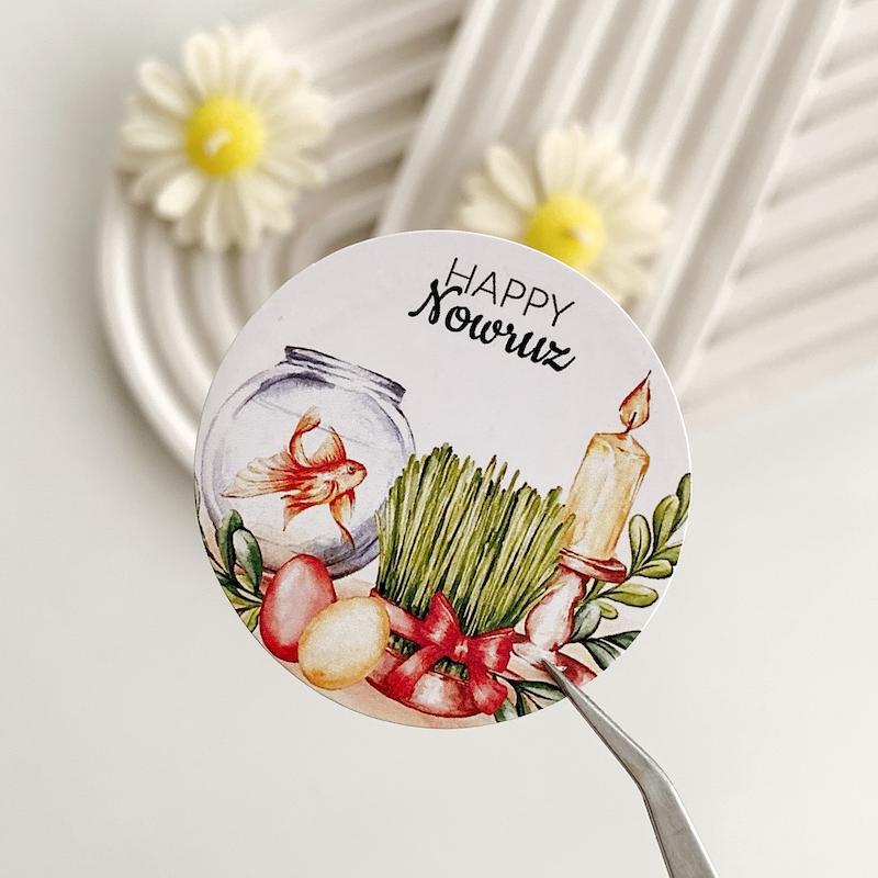 لیبل پشت چسبدار سال نو مبارک کد 749 ( بسته های 20 و 35 عددی )